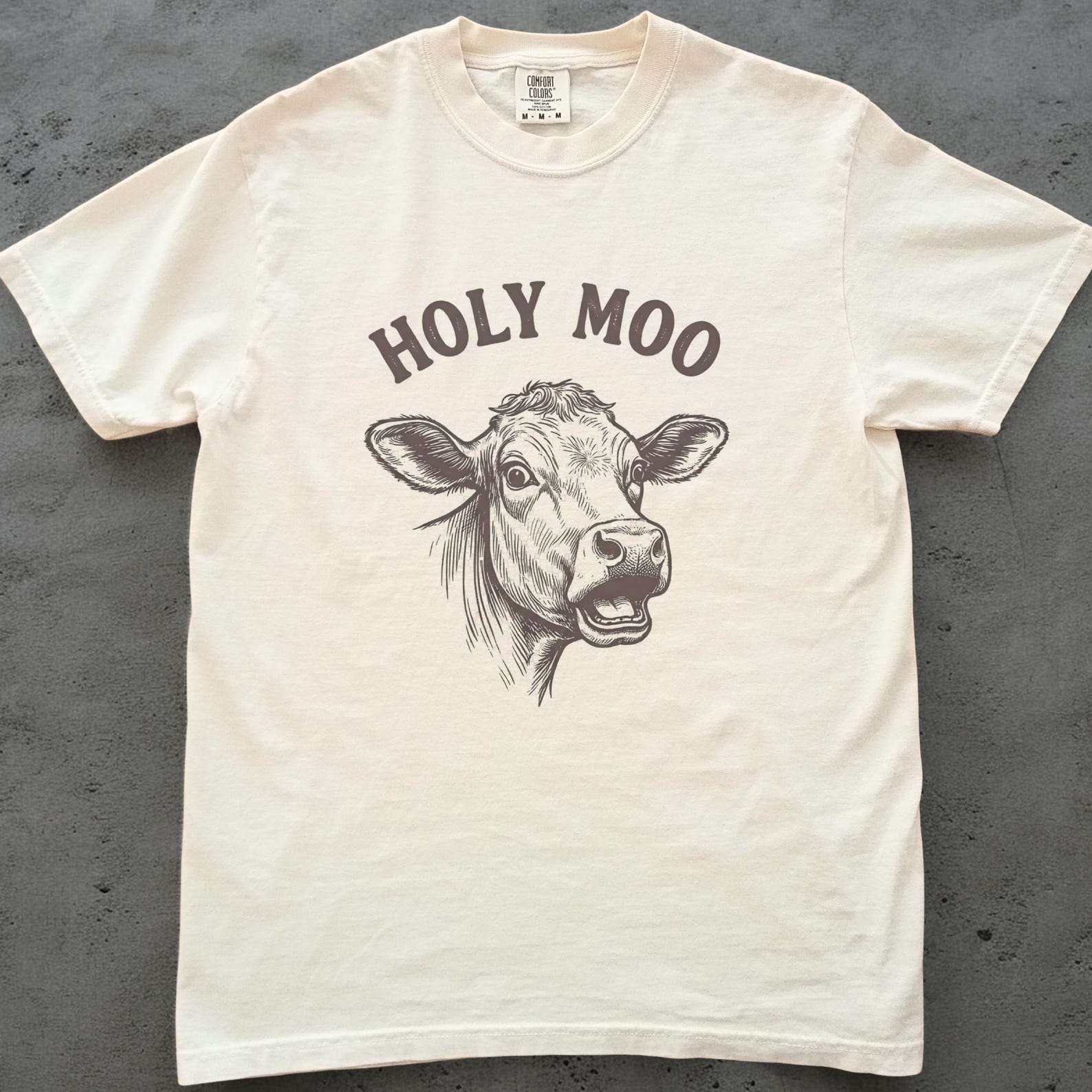 Holy Moo Cow Shirt, Funny Cow Graphic Tee, Cute Farm Animal Shirt, Rustic Country Girl Tee, Comfort Colors Style, Cow Lover Gift 3XL