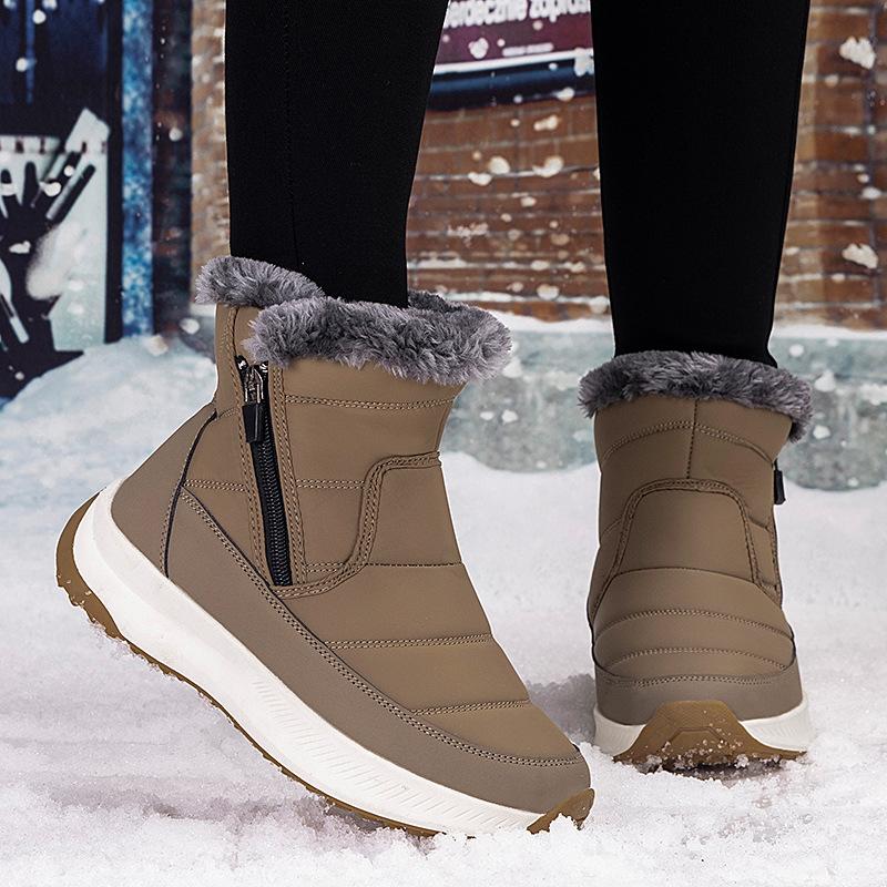 Snow Boots Womens Winter Ankle Boots Ladies Warm Fur Lined Booties Thickening Shoes Zip Flat Sneakers Outdoor Booties