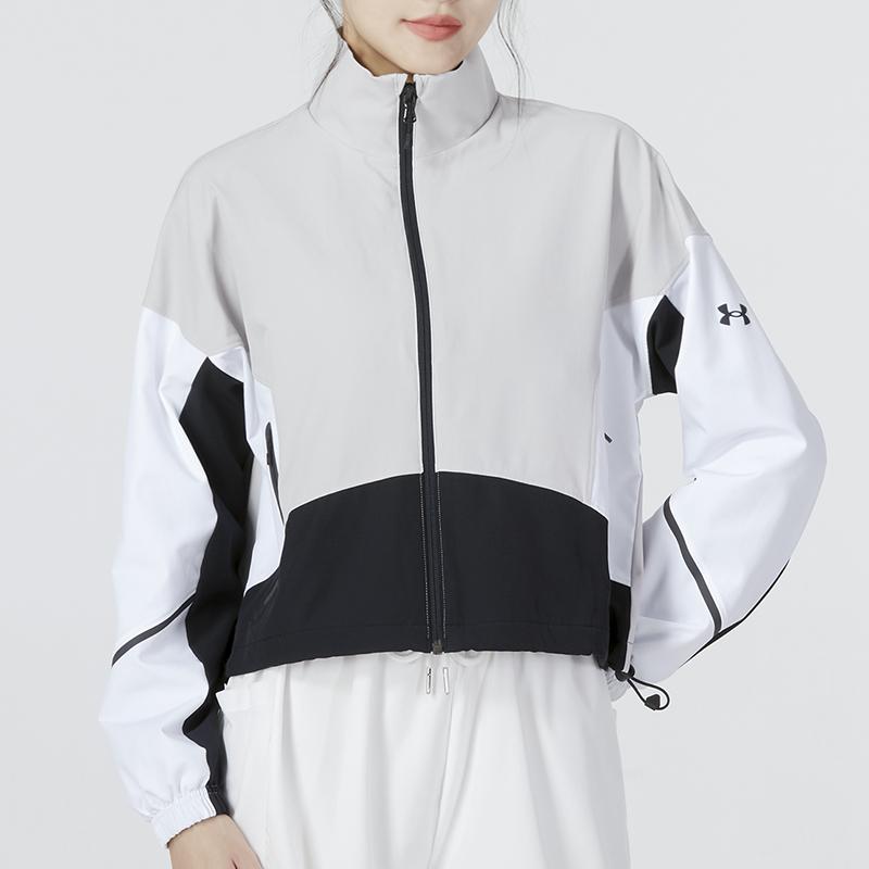 Under Armour Unstoppable Jacket Color Block Sports Casual Stand Collar Jacket Women Jacket White 1374889-592