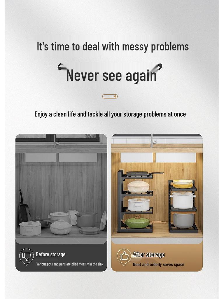 Multi-layer Kitchen Storage Rack for Pots and Pans - Sink Cabinet Organizer