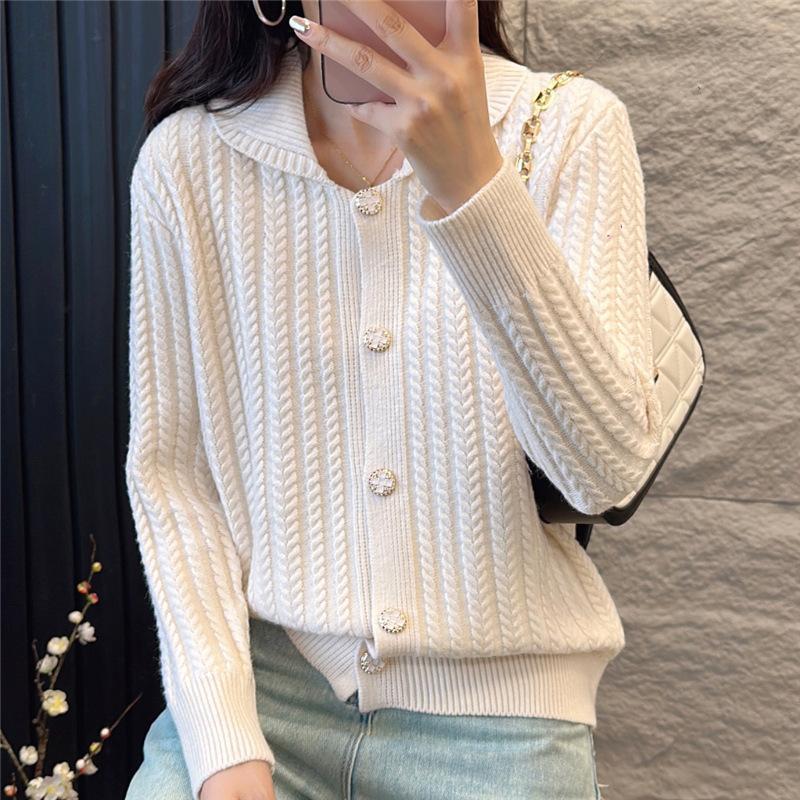 

Осенний вязаный свитер с воротником-поло, весенне-осенний женский свитер, накладное пальто, женский кардиган, свитер