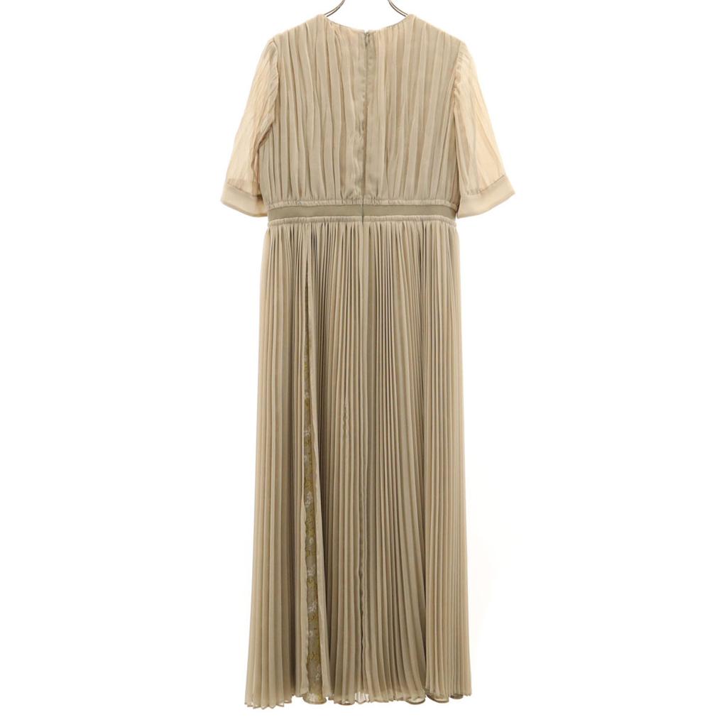 CLANE Floral pattern switching Short sleeve Pleated Long dress 1 beige Women Used