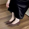 2025 new autumn fashion suede short thin heel shallow mouth soft sole foot cover versatile commuter work women's shoes