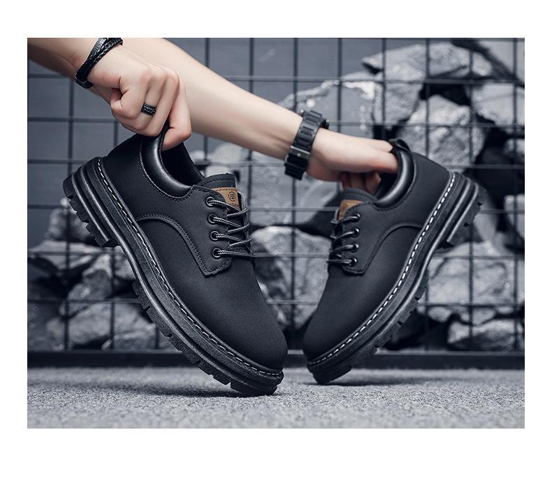 Men's Autumn Martin Ankle Boots - Trendy & Versatile Yellow Thick Sole Work Shoes