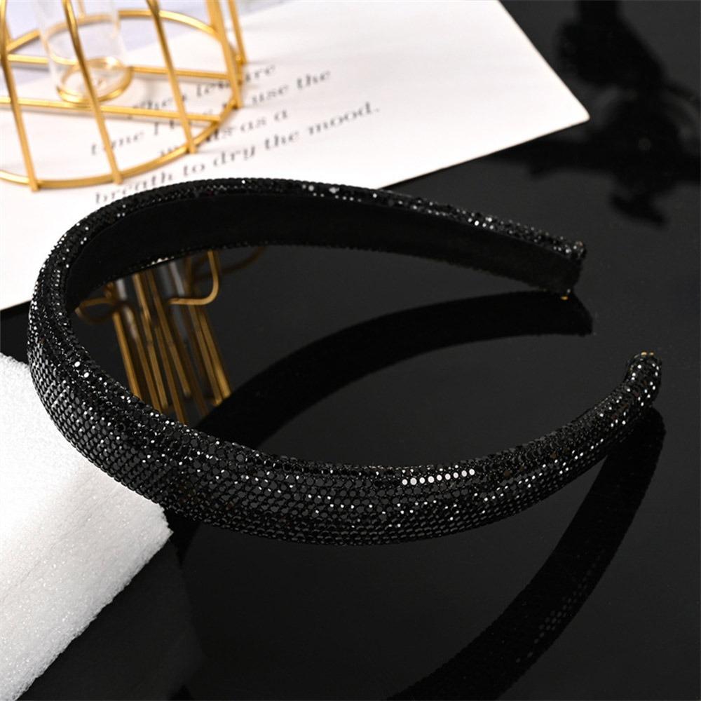 Fashion Sparkling Rhinestone Headband Cute Full Rhinestone Shiny Hair Hoop Sweet Style Velvet Headwear Wash Face