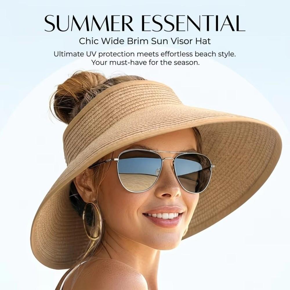 Bohemian Style Women's Sun Hat Open Top Straw Hat New Beach Hat  Outdoor & Travel