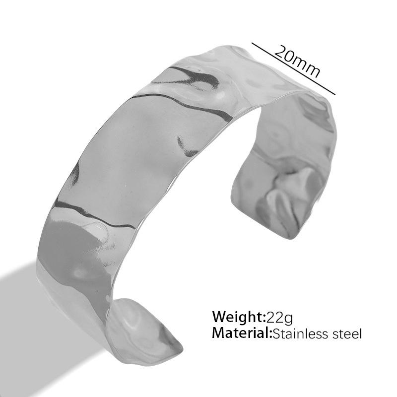 European and American style titanium steel adjustable opening bracelet natural heavy industry beating pattern texture exaggerated personality design