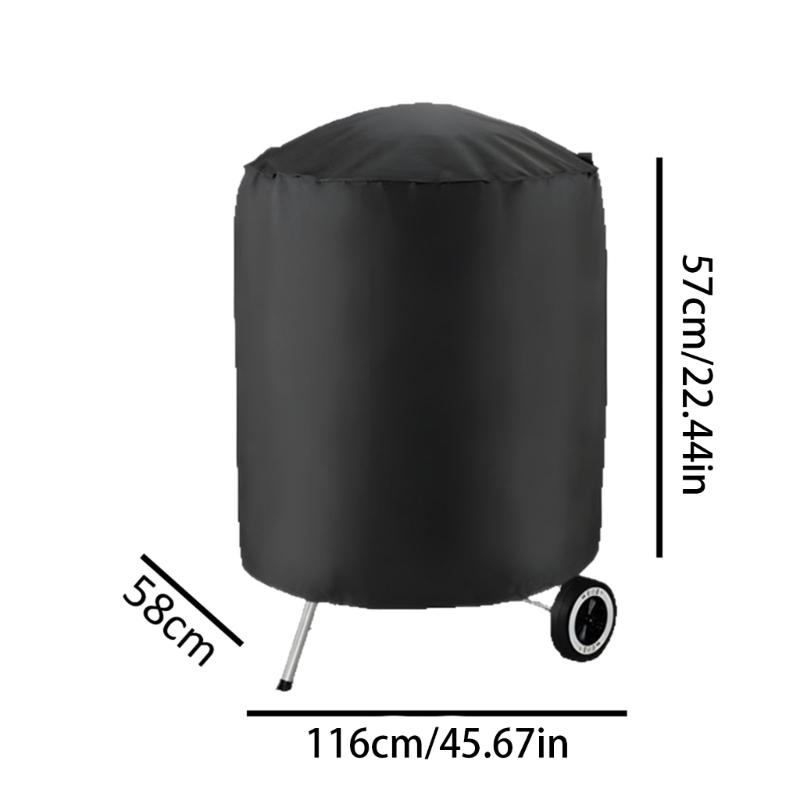 Round Grill Cover Outdoor Waterproof Dustproof Kettle BBQ Cover Oxford Cloth Heavy Duty Garden BBQ Protective Cover