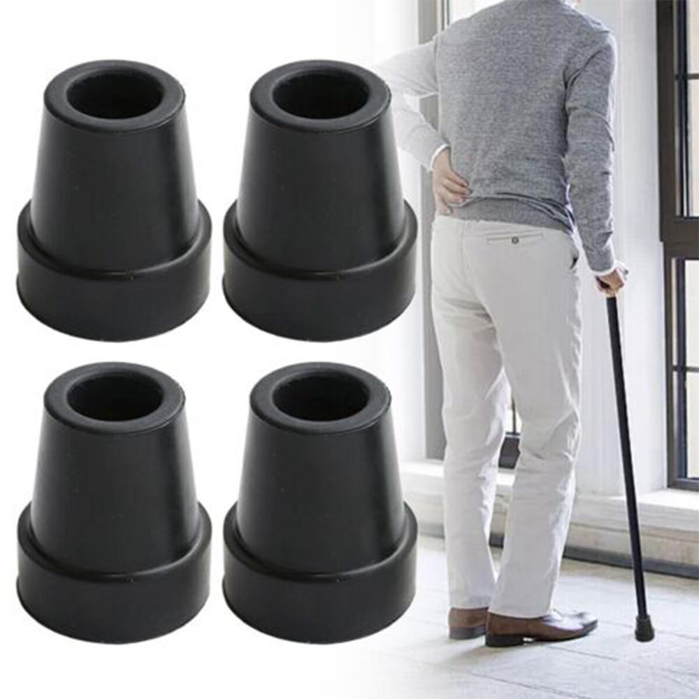 4pcs Non-Slip Walking Stick Ferrule Durable Trekking Pole Tip Cane Crutch Bottom Pads  Climbing