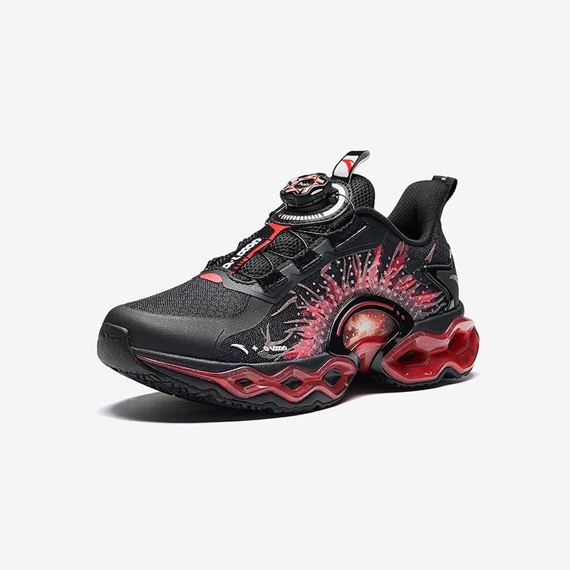 Anta Kids Energy Ring 10.0 No-Tie Rotating Buckle Rebound Lightweight Shock Absorption Low-Top Running Shoes Kids running shoes Black Red 312445588-4
