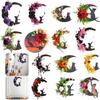 30CM Gothic Wreath Door Decoration Handmade Artificial Moon Cat Garland Goth Roses Black Cats Garland for Home Party Window Wall