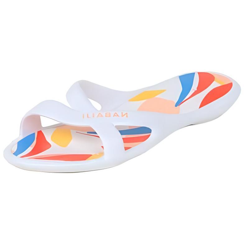 DECATHLON 500 Lea Non-Slip Comfortable Casual Breathable Pool Non-Slip Quick-Dry Slippers Women's White