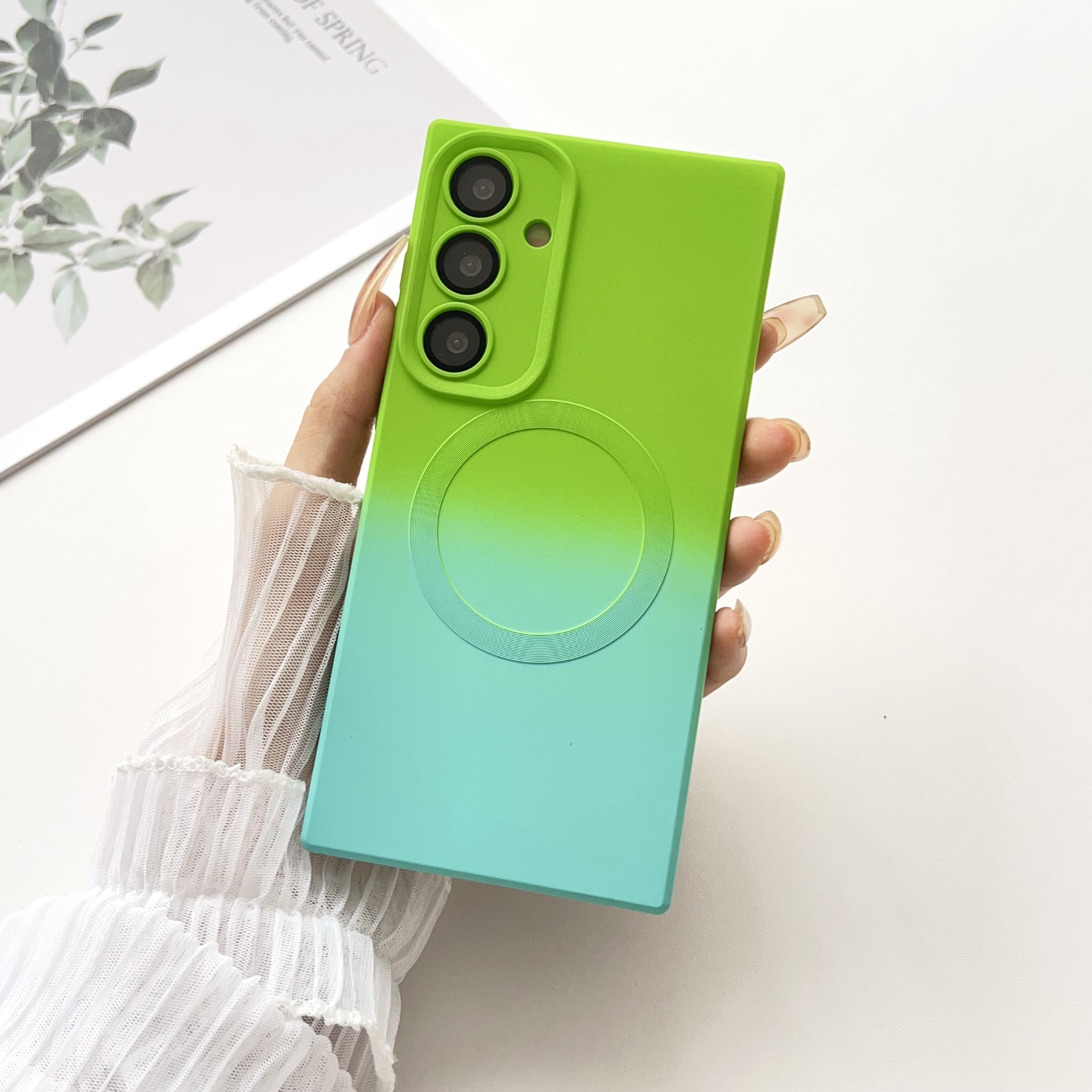 

Градиентный цветной ТПУ для Magsafe Magnetic Square Case для Samsung S24 S23 S22 Ultra Plus S21 S20 Fe Wireless Charge Противоударный с защитой объектива Samsung S22 Ultra синий/зелёный