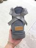 Large size single ribbon snow boots women's winter leather velvet thickened warm snow cotton