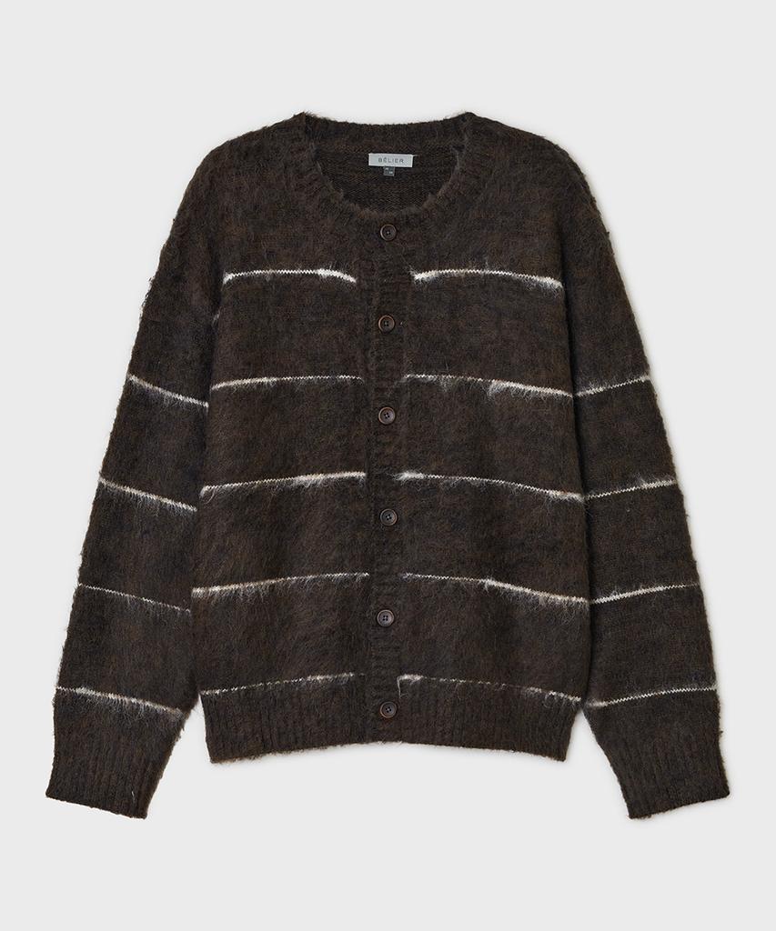Belier Brushed Tom Cardigan - Brown Stripe
