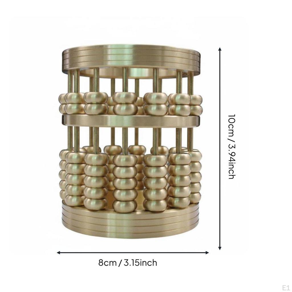 Copper Abacus Pencil Cup Business Gift Pen Holder Movable Beads Chinese Style Desk Ornament