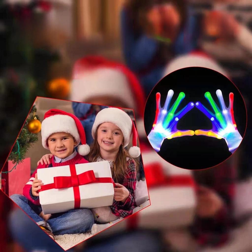 Luminous Colorful Led Gloves Skeleton Pattern Halloween Party Performance Stage