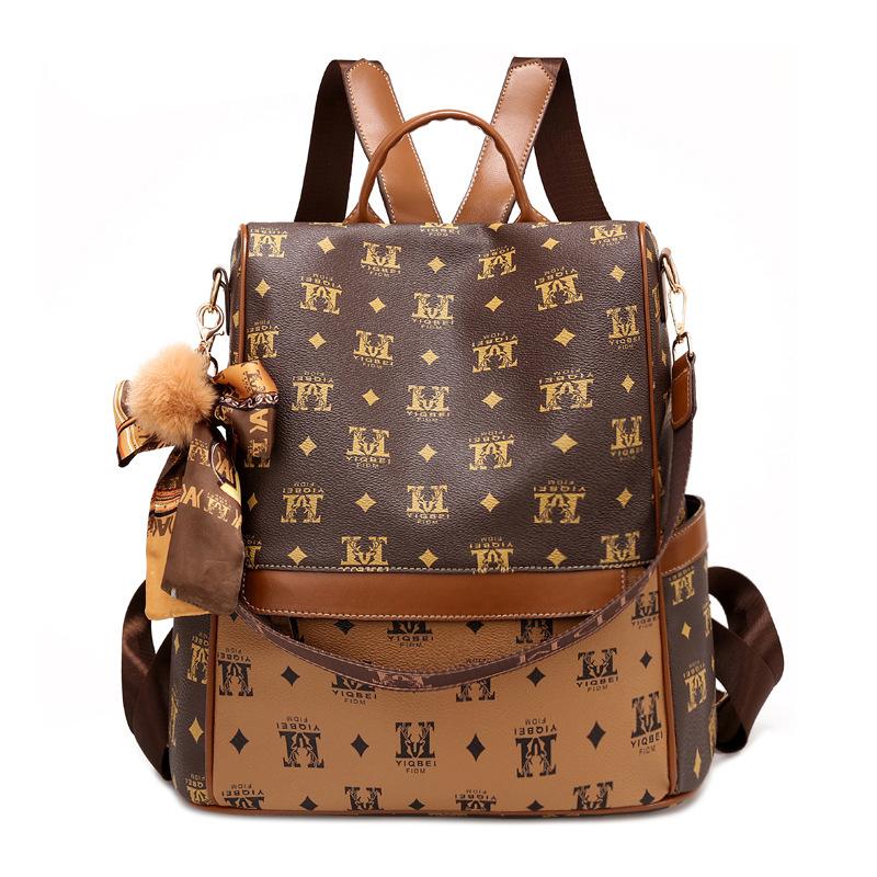 

2025 новый рюкзак женский модный универсальный из мягкой кожи большой вместимости практичный дорожный школьный рюкзак женский хаки