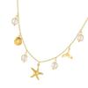 Oceanics Inspired Necklace With Pearls Shell Starfish Pendant Stainless Steel Jewelry for Women