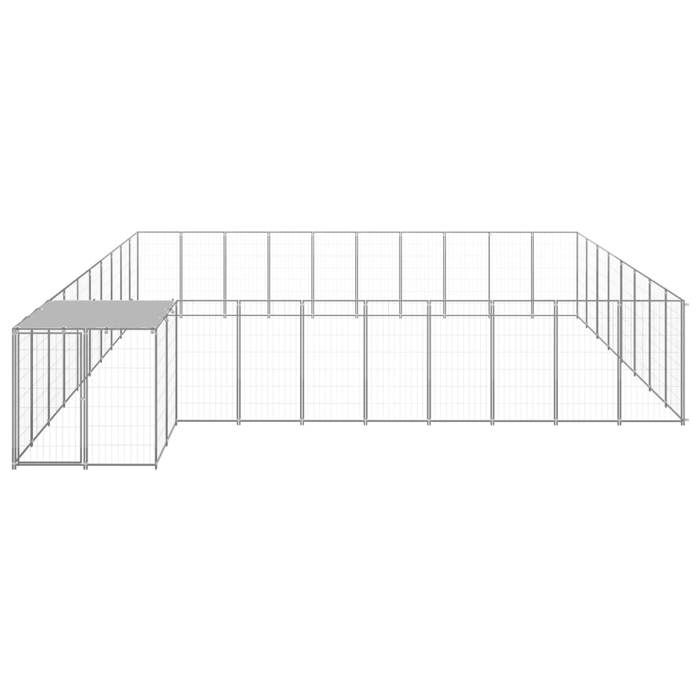 VidaXL Chenil Argenté 25,41 m² Acier Enclos pour Chiots Cage Chiens Extérieur 3082246