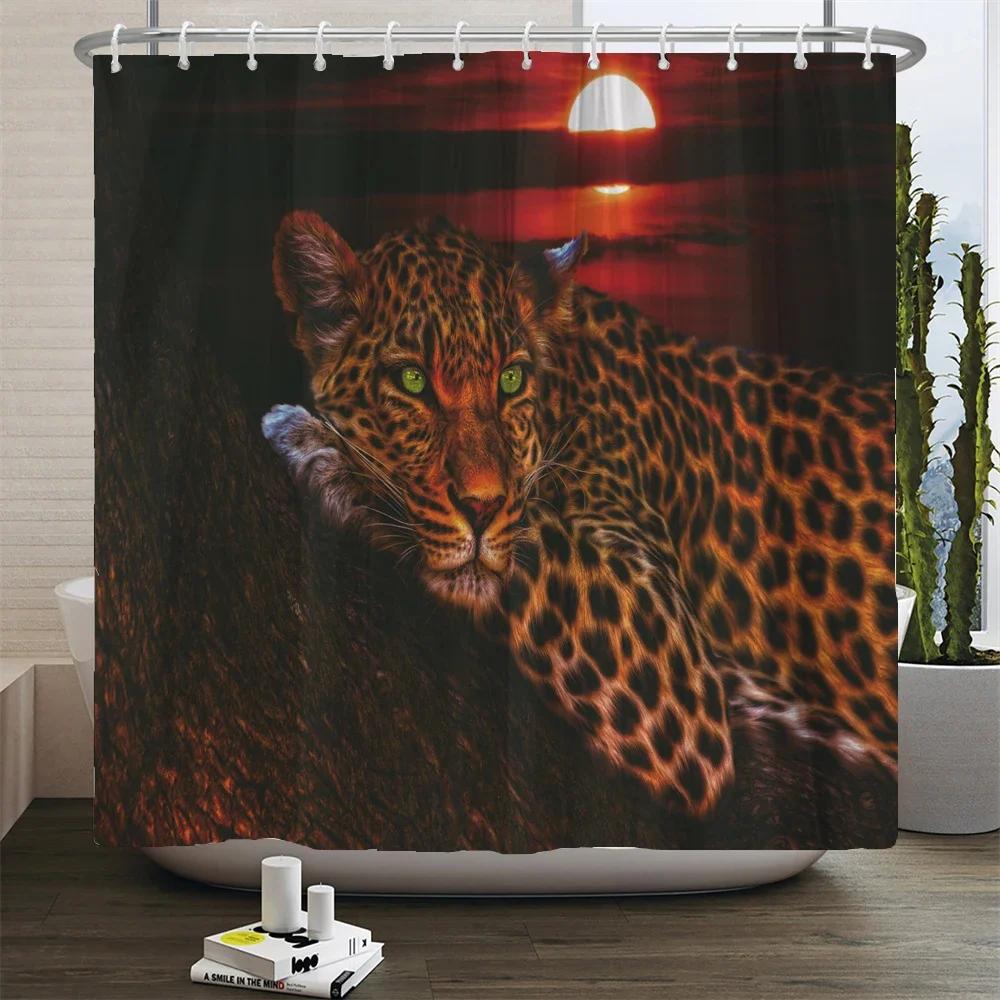 Animals Printed Lion, Tiger, Cat,Elephant,3D Bath Curtains Waterproof Polyester Cloth Washable Bathroom Shower Curtain With Hook