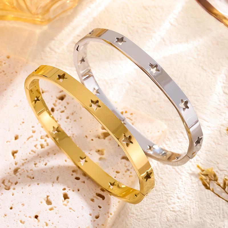 Stainless Steel Eight-Pointed Star Bracelet Women Men high quality 18K gold-plated Not fading Gift Bracelet