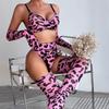 Sex Underwear Leopard Print Sexy Bra Gloves Leg Socks Set Female Spot Second Hair