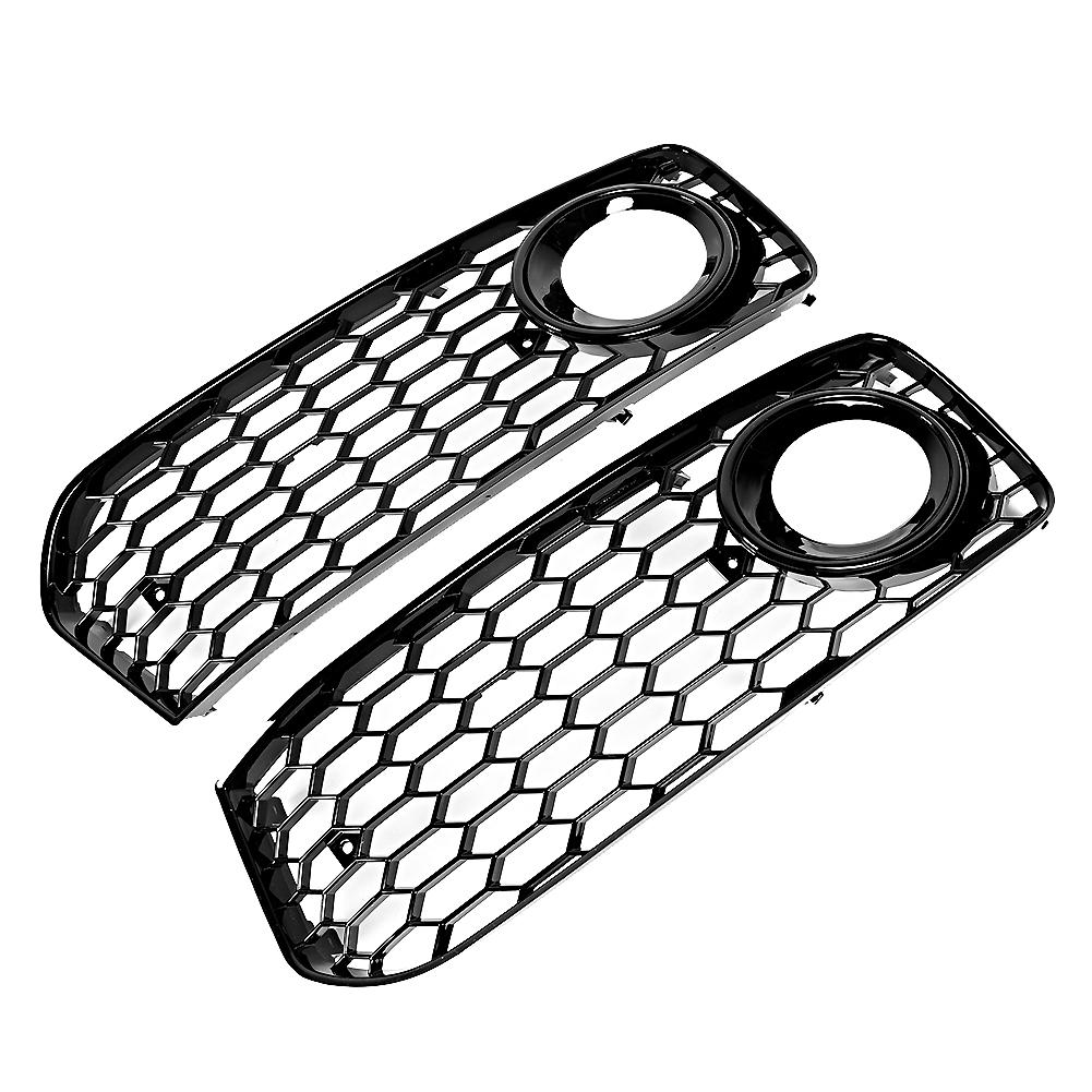 Fog Light Grilles Modification Parts Thick Glossy ABS Front Bumper or Geometric Mesh Design sy Installation Fitment for S5 B8 5 2008 2012