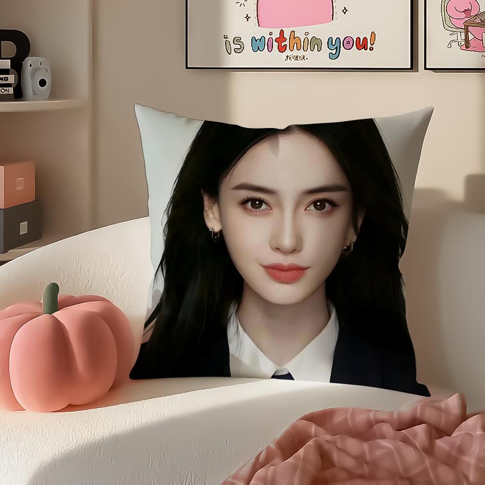Beautiful Actress AAngelababy Cushion Cover Pillowcase Short Plush Invisible Zipper Room Sofa Cushion Cover