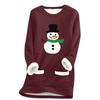Ladies' Loose And Comfortable Round Neck Christmas Print Thick With Pockets Long Sleeved Top