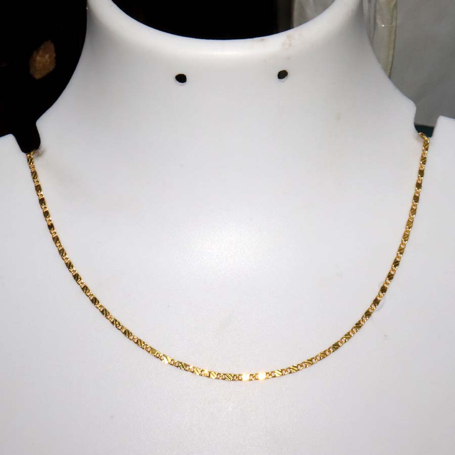 Golden Finished Ethnic Gold Classic Box Chain Necklace Size 18" s9n10