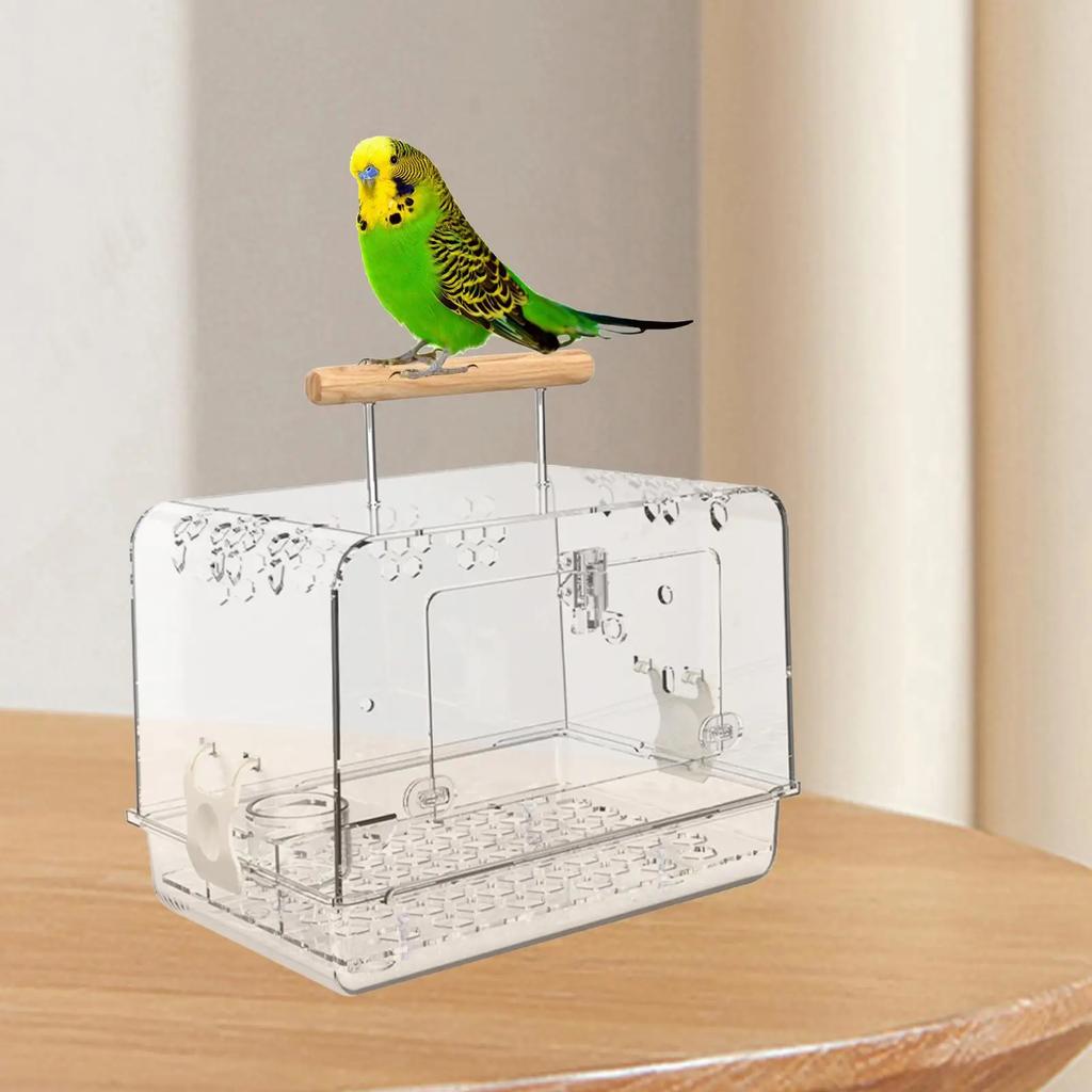 Acrylic Villa Bird Cage Clear and Handle Breathable Lightweight Bird Carrier for Parakeets Small Birds Parrotlets Parrots Parrot