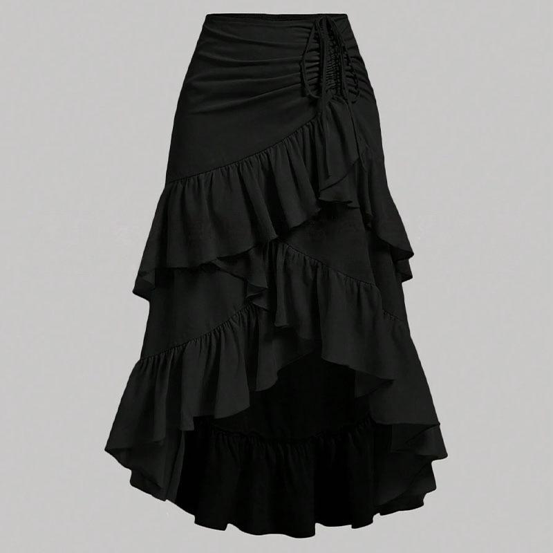 

Европейская и американская трендовая мода ретро темперамент элегантная нерегулярная повседневная юбка M чёрный
