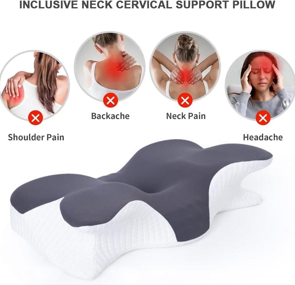 Ergonomic Neck Pillow for Sleeping Memory Foam Bed Pillow Side Sleeper Pillow for Neck Pain Cervical Pillow for Neck Pain Relief