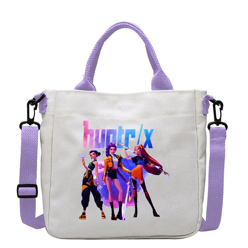Spot KPOP Demon Hunter Group Printed Canvas Bag Fashion Shoulder Bag Portable Work Commuter Messenger Bag CLE