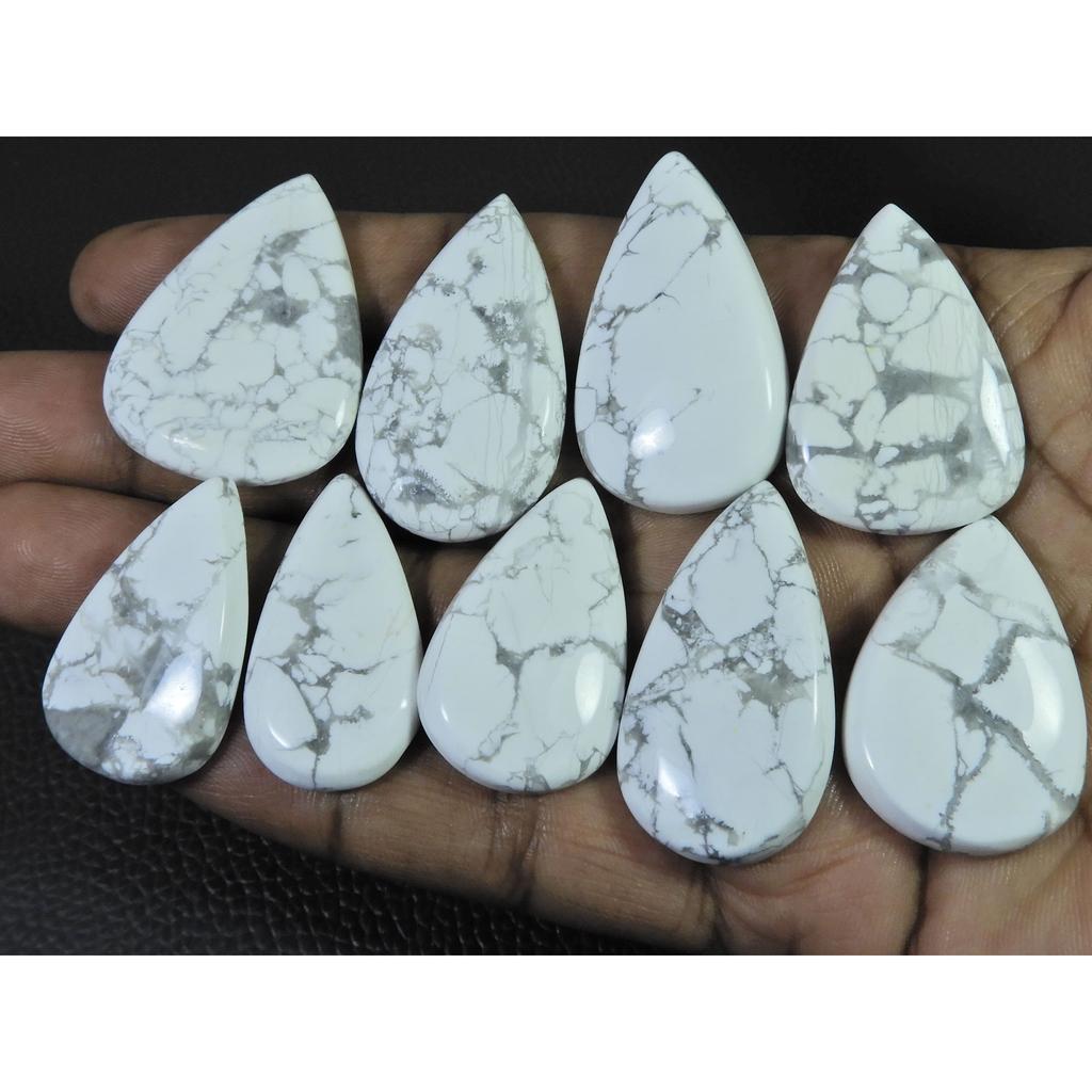 364Cts. Natural Howlite Pear Shape Cabachon Loose Gemstone 09 Pcs Lot C-2545
