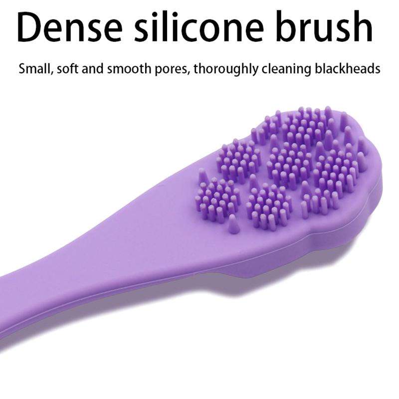 Finger Cover Long Handle Design Silicone Cleansing Face Brush Washing Facial Pore Cleaner Exfoliator Face Detail Washing Brush