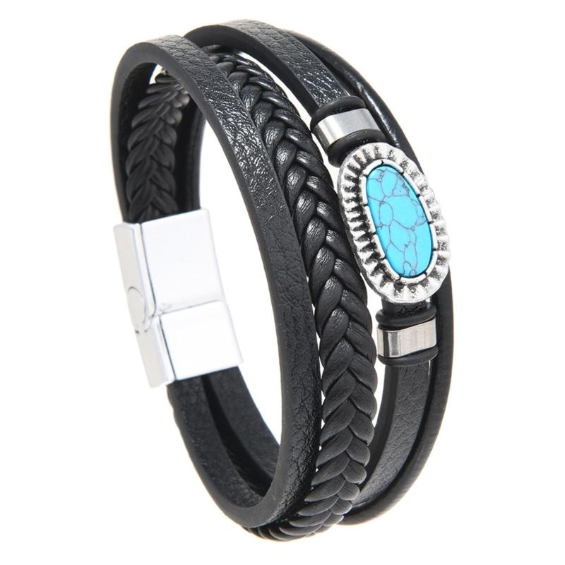 

Magnetic Clasp Bracelet Zinc Alloy Simple Design Comfortable Multi-layer Bangle Accessory for Sensitive Skin чорний