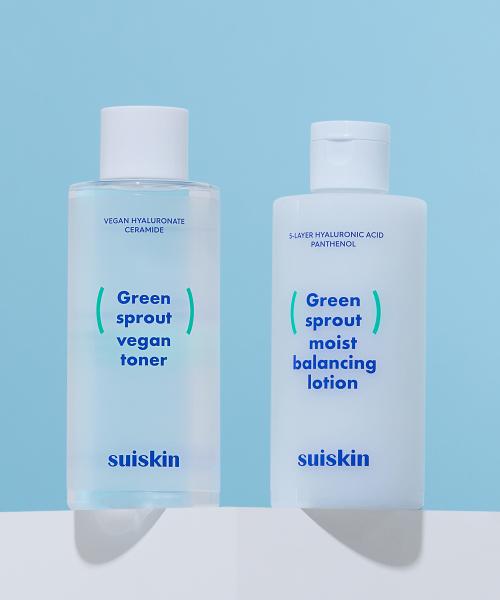 Suiskin Young Sprout Clean Toner 200ml + Lotion 210ml Set (Bonus Collagen Ampoule 10ml)