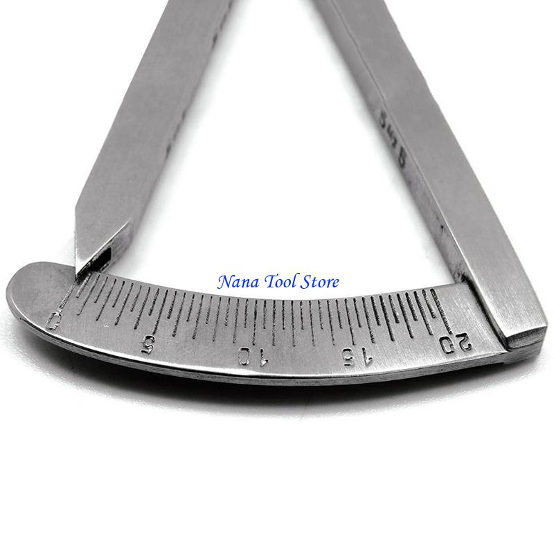 31GJ Metal Dental Gauge Caliper Dental Caliper Elbow 0 to 20 mm Double Scales Tool