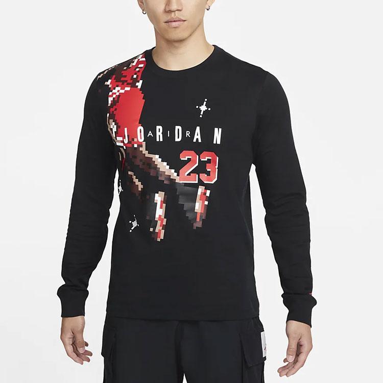 Jordan Holiday Casual Sports Crew Neck Letter Print Long Sleeve T-Shirt Men Tops Black DC9794-010