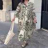 2026 Cross-border Plus Size European & American Women's Bohemian Print Pullover Dress for Autumn