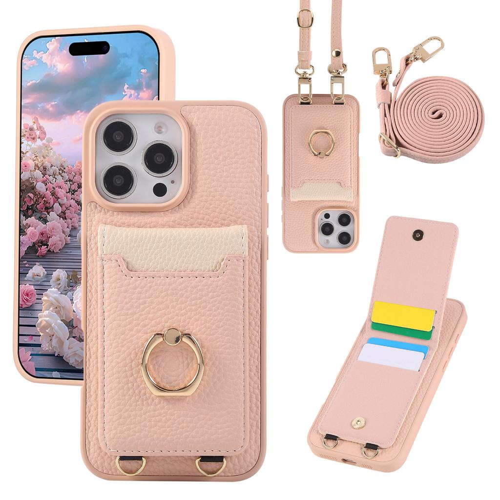 Crossbody Wallet with Card Holder Phone Case For iPhone 15 16 Pro Max 14 13 12 11 16E Lanyard Wrist Strap Leather Cover