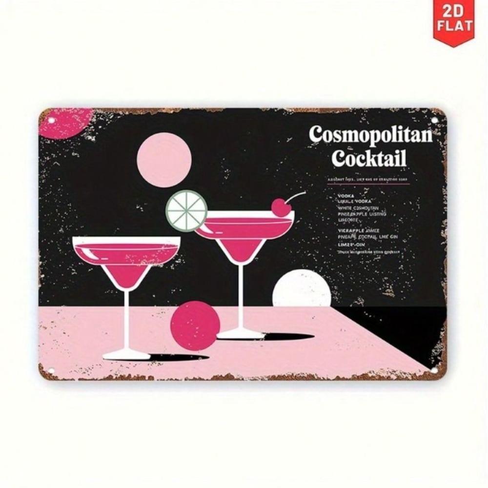 Tin Sign Retro Cocktail Glamour for Bar, Vintage Metal Poster Wall Decor Pub
