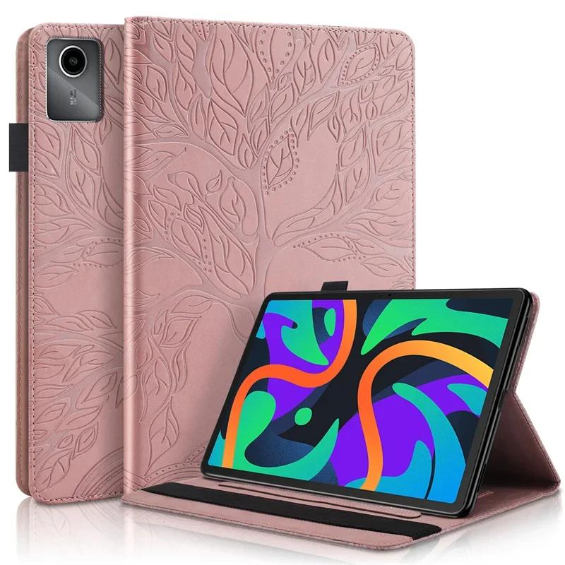 

Чехол для планшета Funda для Lenovo Tab M11 Case TB330FU 2024 Tree Embossed Stand Back Shell для Lenovo Xiaoxin Pad 2024 Case Cover for Xiaoxin Pad 2024 розового золота