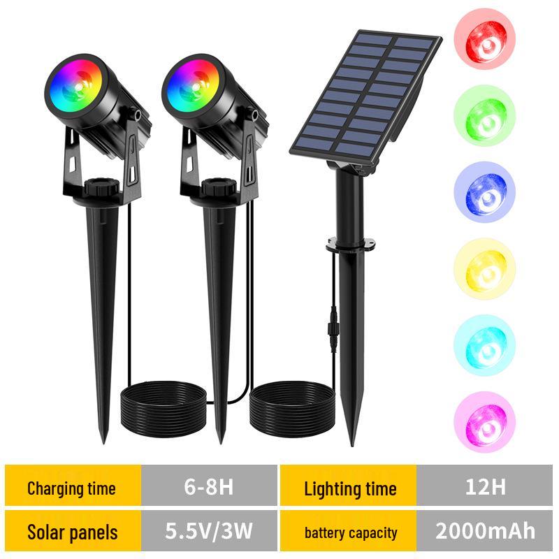 RGB Solar Lawn Spotlights - Outdoor LED Landscape Lights for Courtyard & Trees