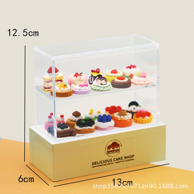 Simulation Mini Doll House Acrylic Cake Cabinet Dessert Rack Doll House Ornament Play House Children'S Toy Model