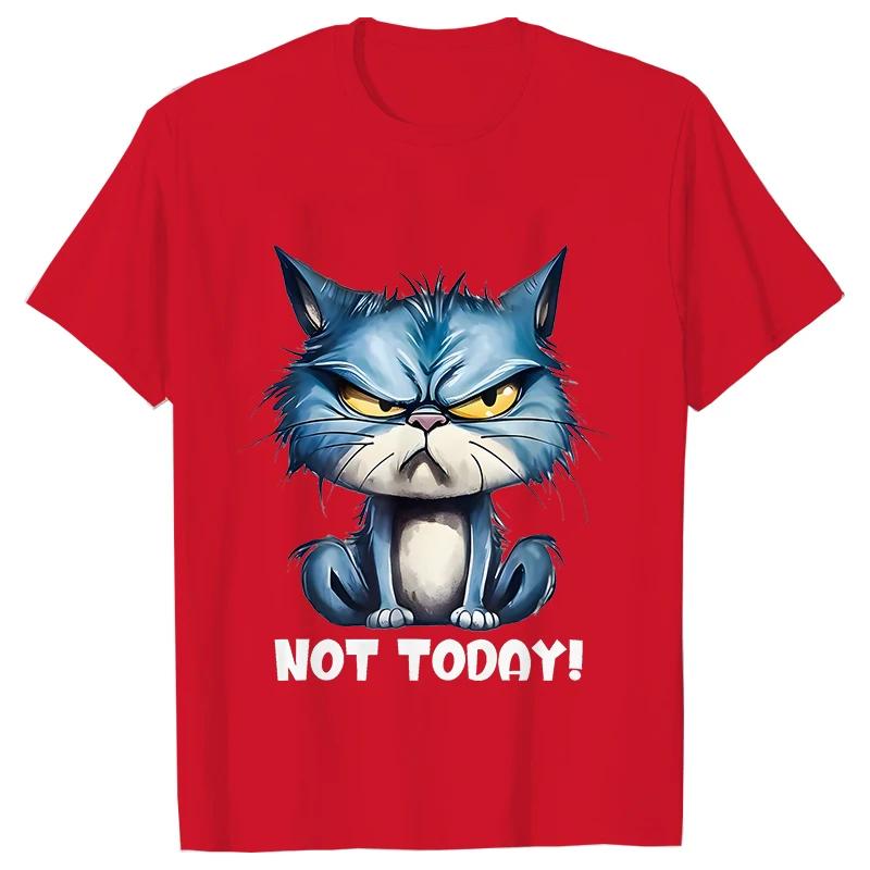 Funny Cat Sarcastic Antisocial Attitude Print Tshirts for Women Angry Cat T-shirts Not Today Introvert Female Tee Shirts Femme