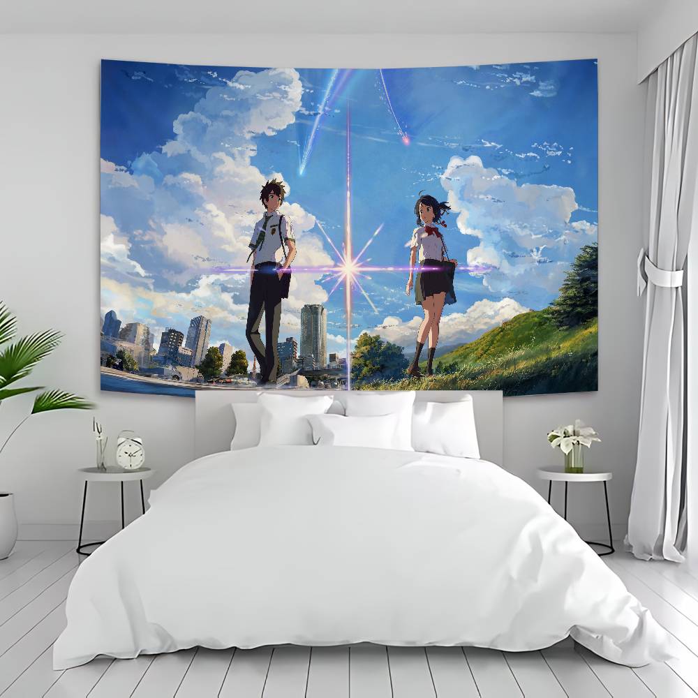 Japanese Anime Y-Your Name Movie Cartoon Tapestry Art Science Fiction Room Home Decor Wall Hanging Sheets