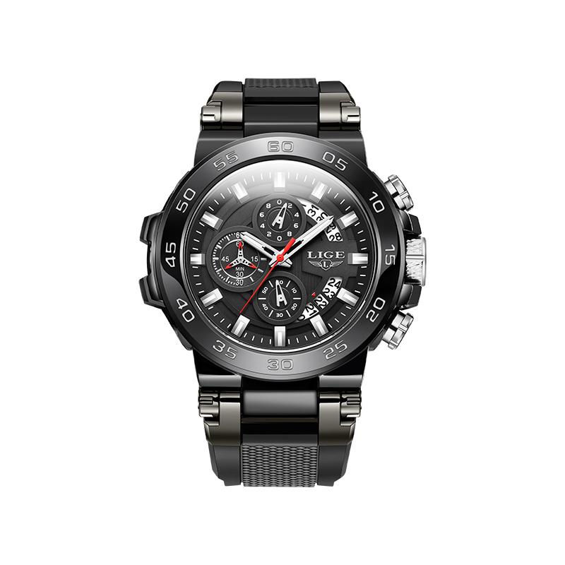 LIGE Men's Digital Wristwatch Casual Business Waterproof Luminous Watches For Men Military Quartz Chronograph Big Dig Watch Men